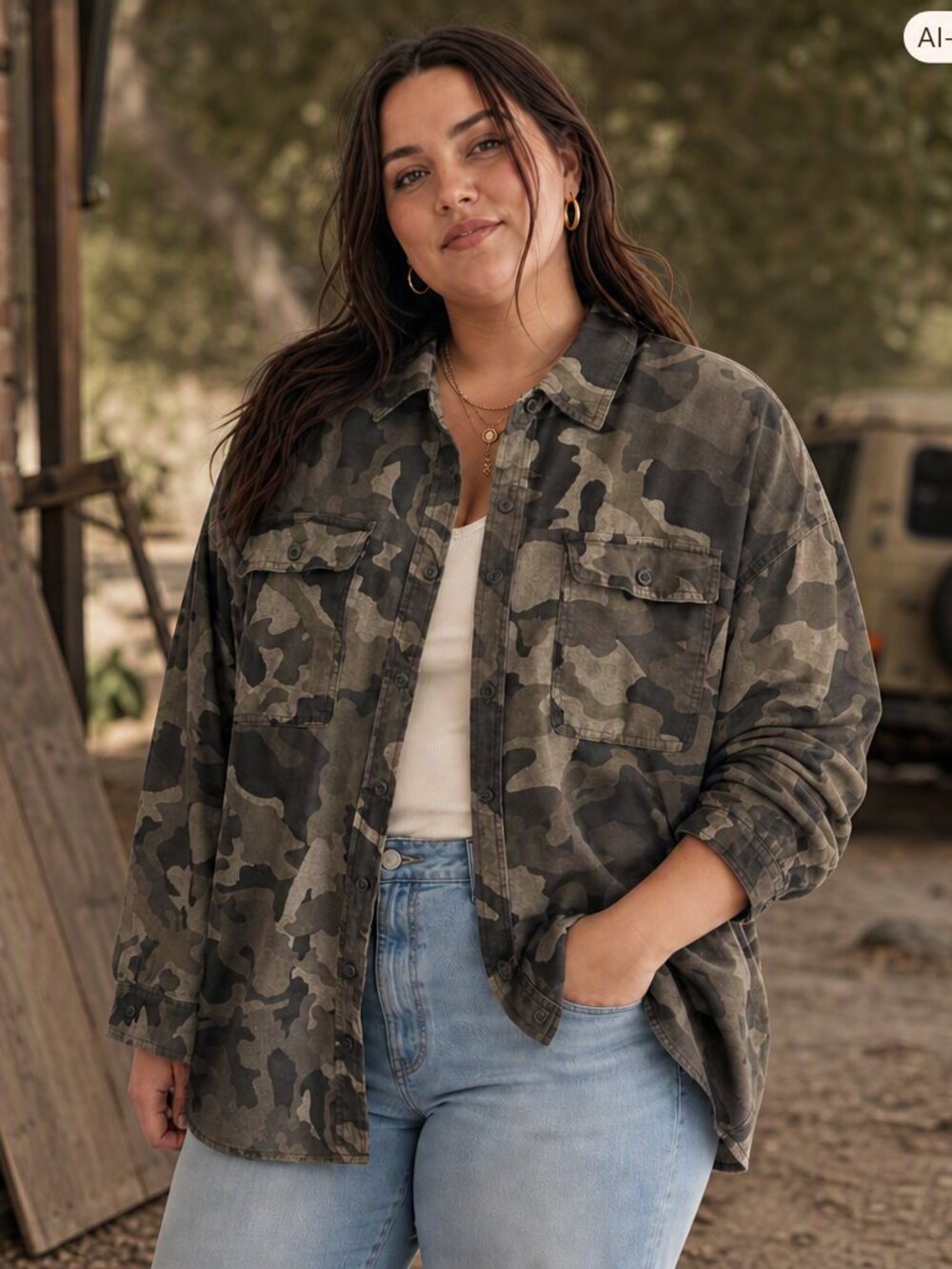 Wild Fable Olive Camo Utility Jacket – Size XL (Good Condition)